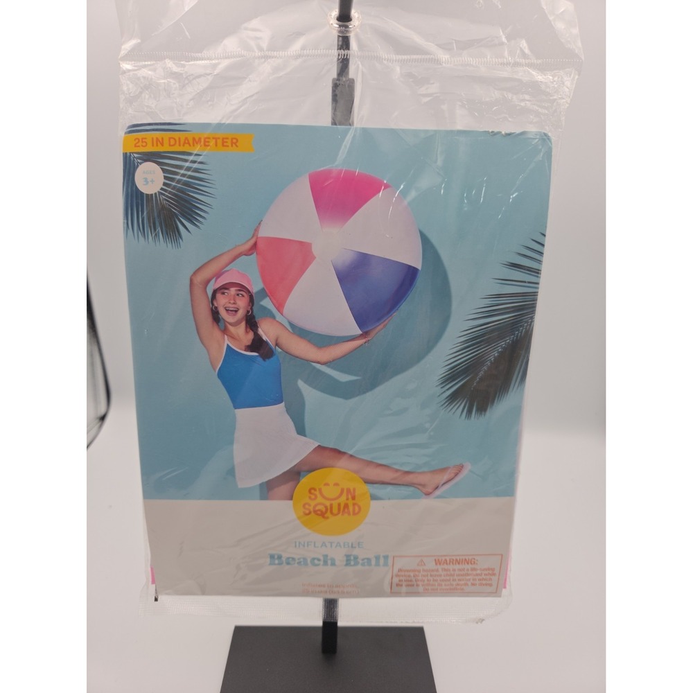 Sun Squad Large Inflatable PVC Beach Ball 25 Inch Diameter Pool Toy NEW!